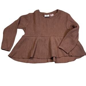 Zara Ribbed Light Brown Babydoll Top Girls 4-5Y